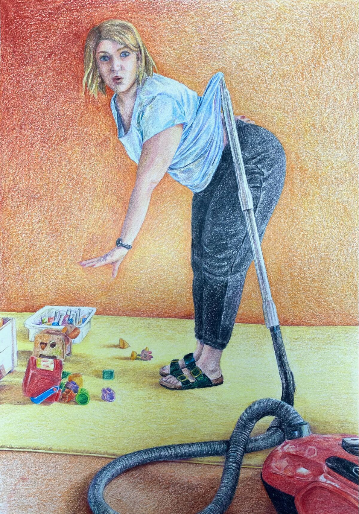 Mum-up III, 2021, crayon de couleur, 42 x 30 cm