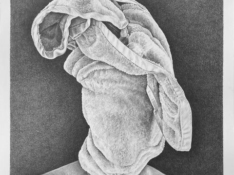 La serviette, 2026, graphite, 80 x 80 cm