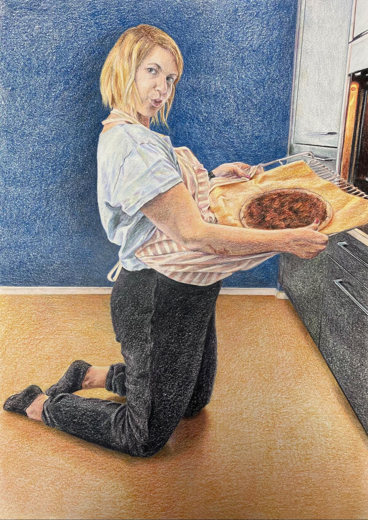 Mum-up I, 2021, crayon de couleur, 42 x 30 cm