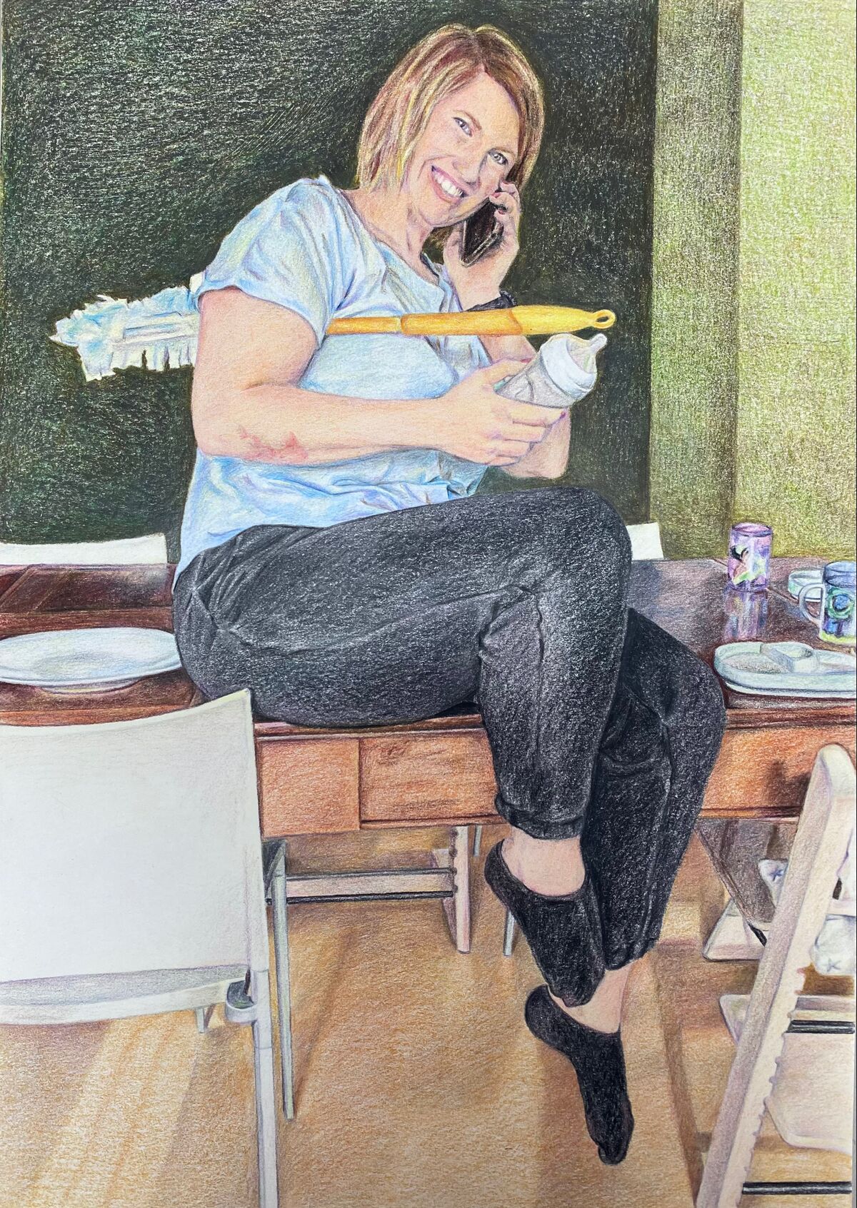 Mum-up II, 2021, crayon de couleur, 42 x 30 cm